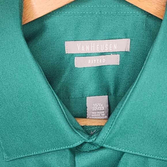 2 Van Huesen Green Orange Button Up Dress Shirts Men's 15.5 32/33 - Picture 6 of 7